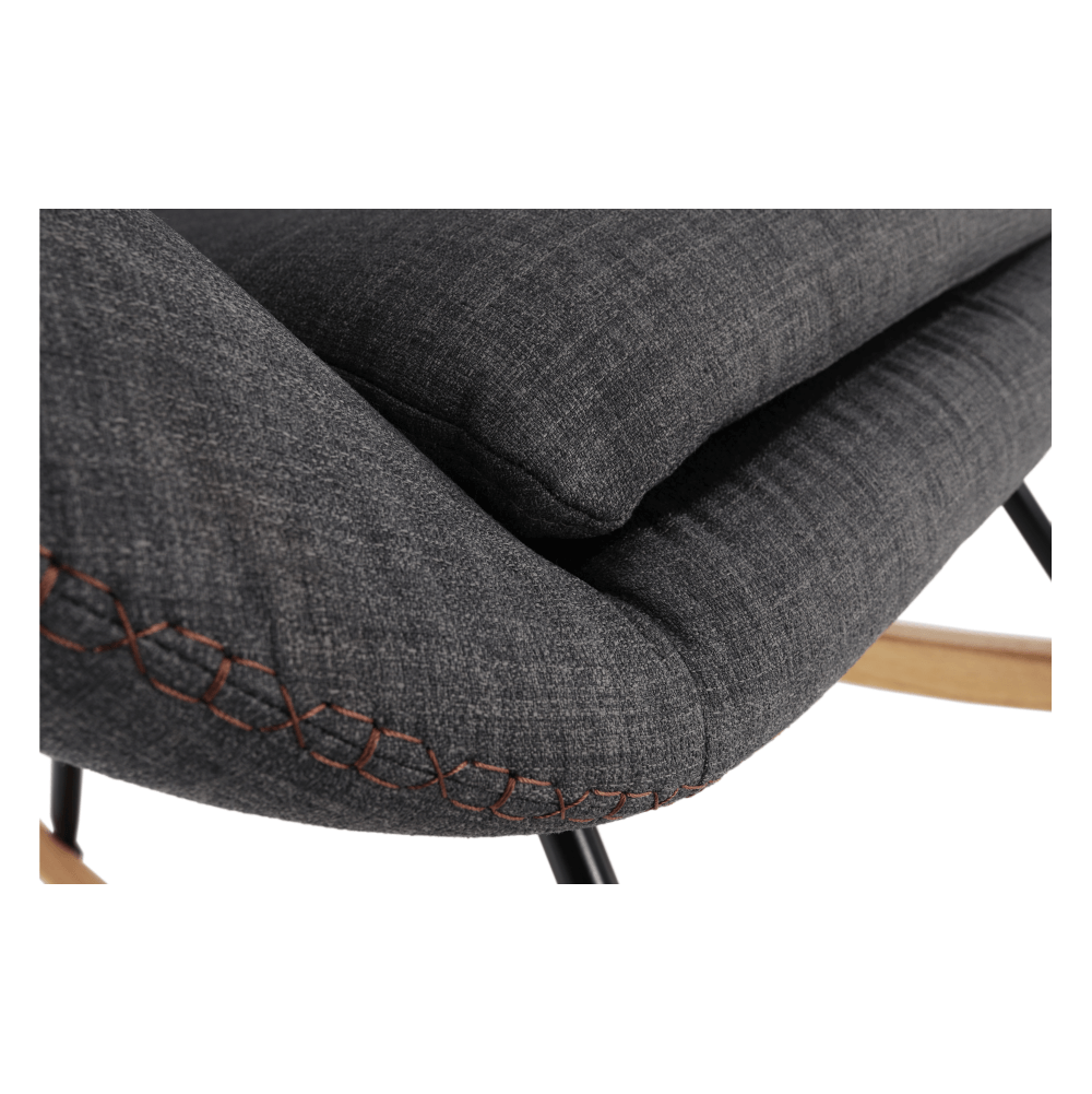 Fotoliu balansoar, material textil gri/lemn, HARPER — imaginea 13