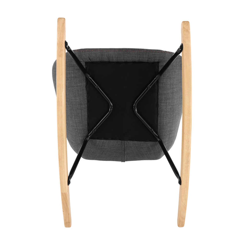 Fotoliu balansoar, material textil gri/lemn, HARPER — imaginea 14