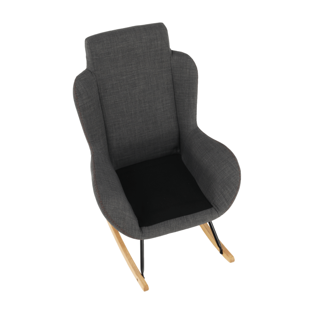 Fotoliu balansoar, material textil gri/lemn, HARPER — imaginea 15