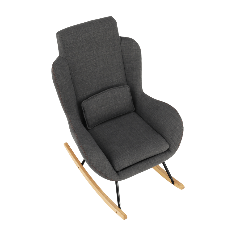 Fotoliu balansoar, material textil gri/lemn, HARPER — imaginea 16