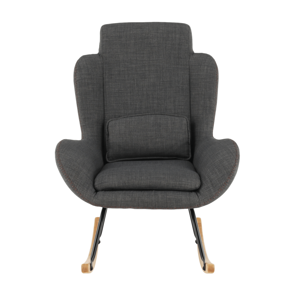 Fotoliu balansoar, material textil gri/lemn, HARPER — imaginea 17