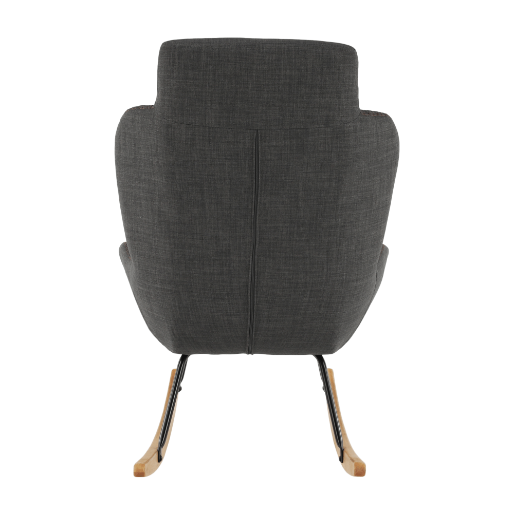 Fotoliu balansoar, material textil gri/lemn, HARPER — imaginea 18