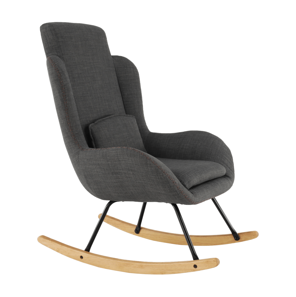 Fotoliu balansoar, material textil gri/lemn, HARPER — imaginea 20