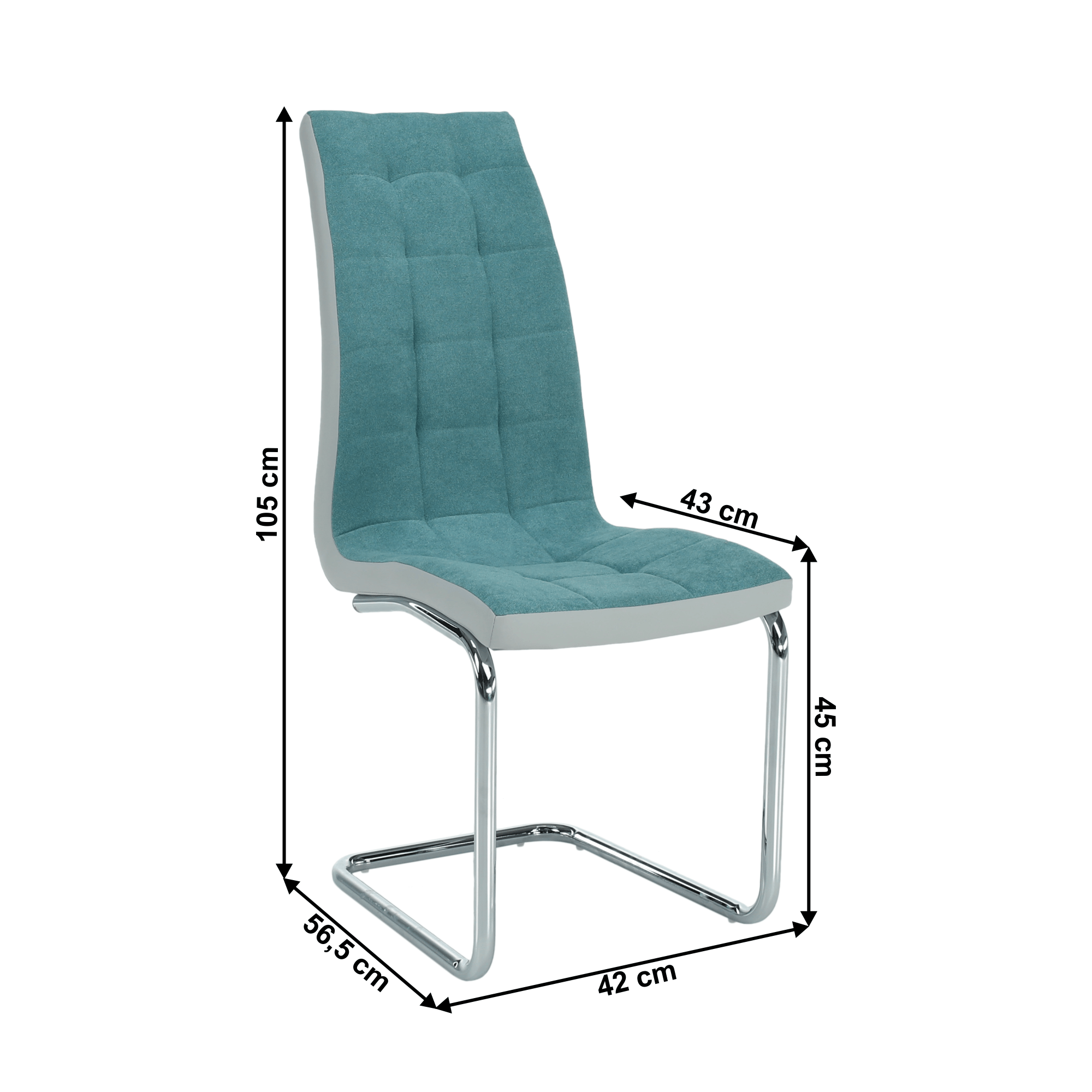 Scaun bucatarie, material textil mentol/piele ecologica gri/crom, SALOMA NEW — imaginea 2