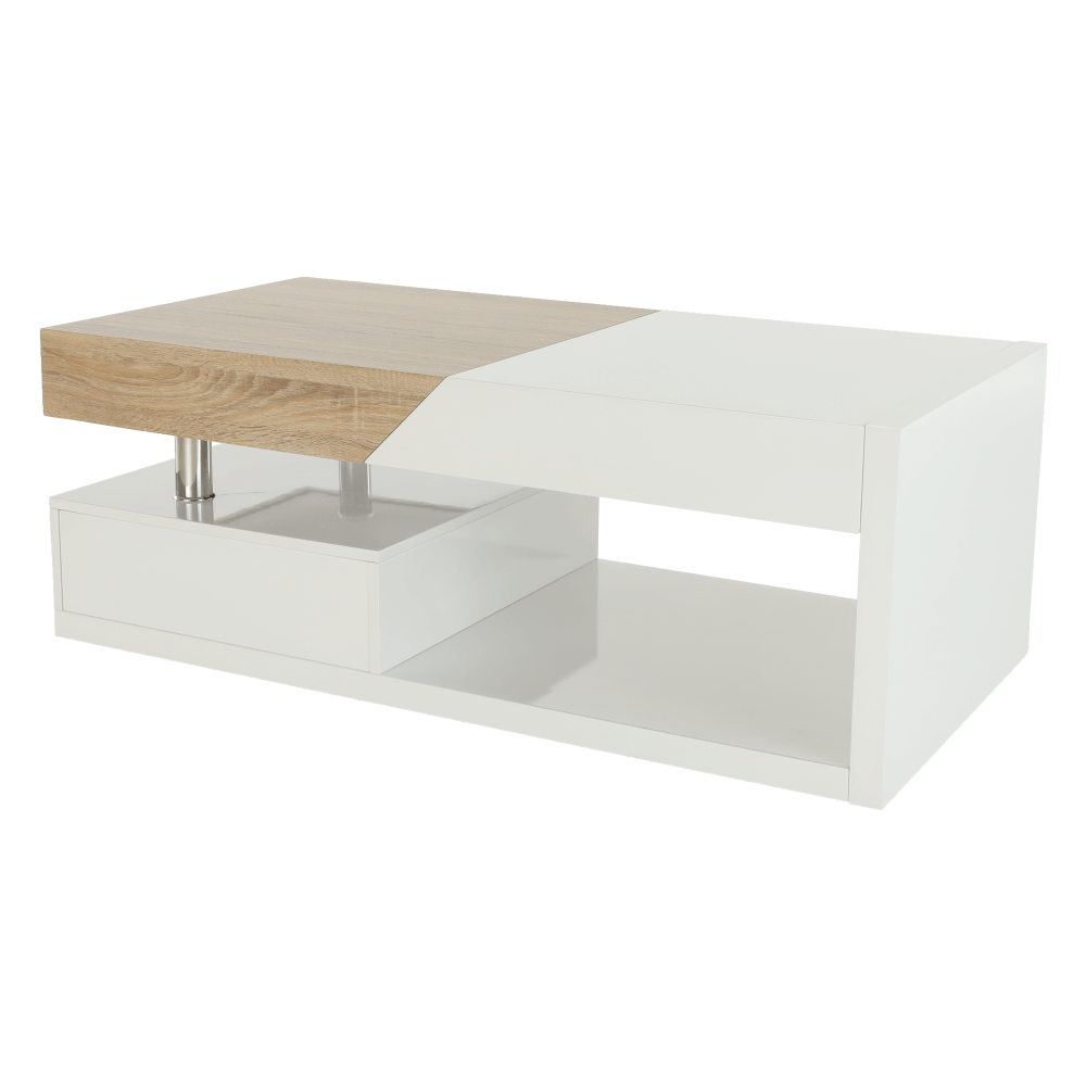 Masuta de cafea, alb extra lucios HG/stejar sonoma, MELIDA — imaginea 3