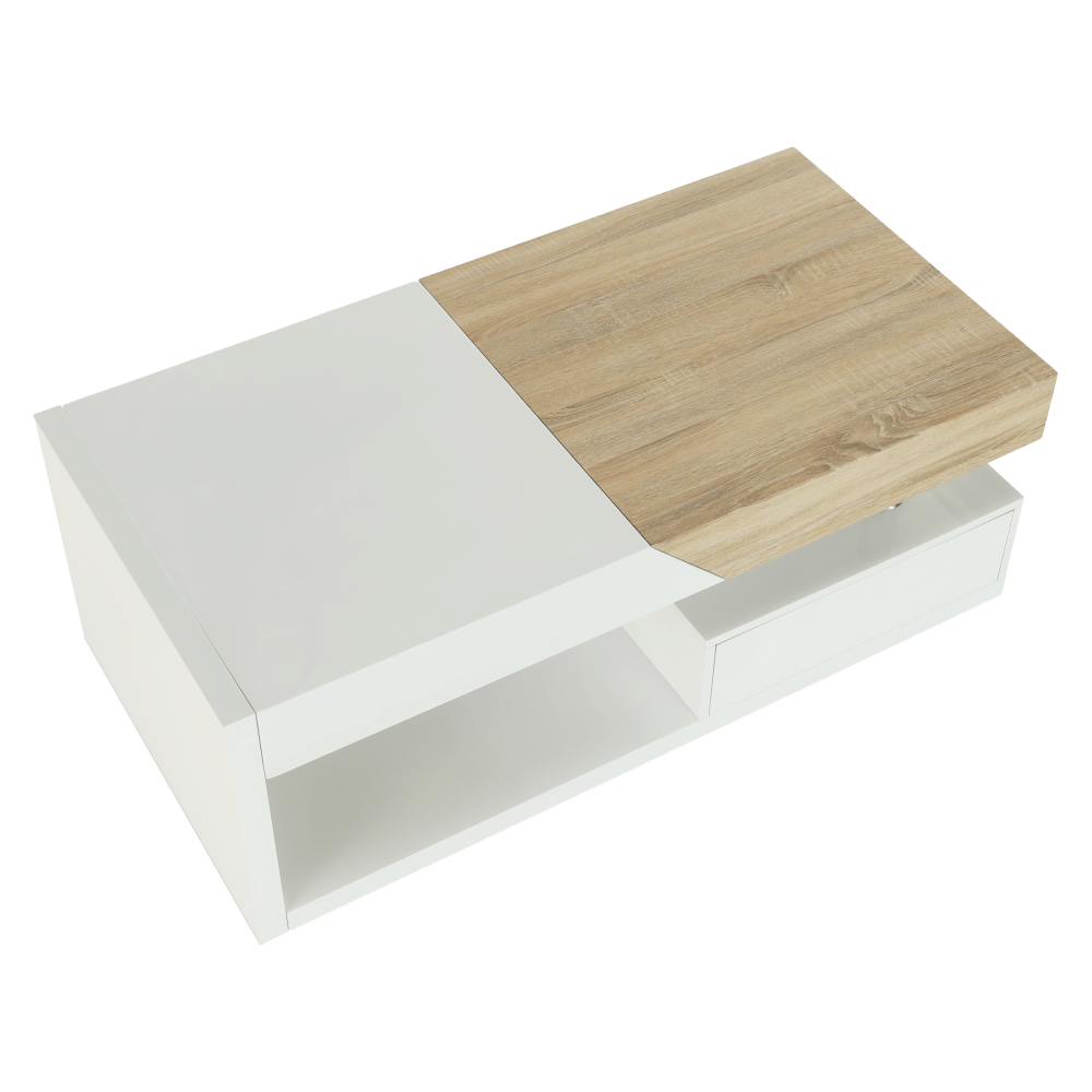 Masuta de cafea, alb extra lucios HG/stejar sonoma, MELIDA — imaginea 6
