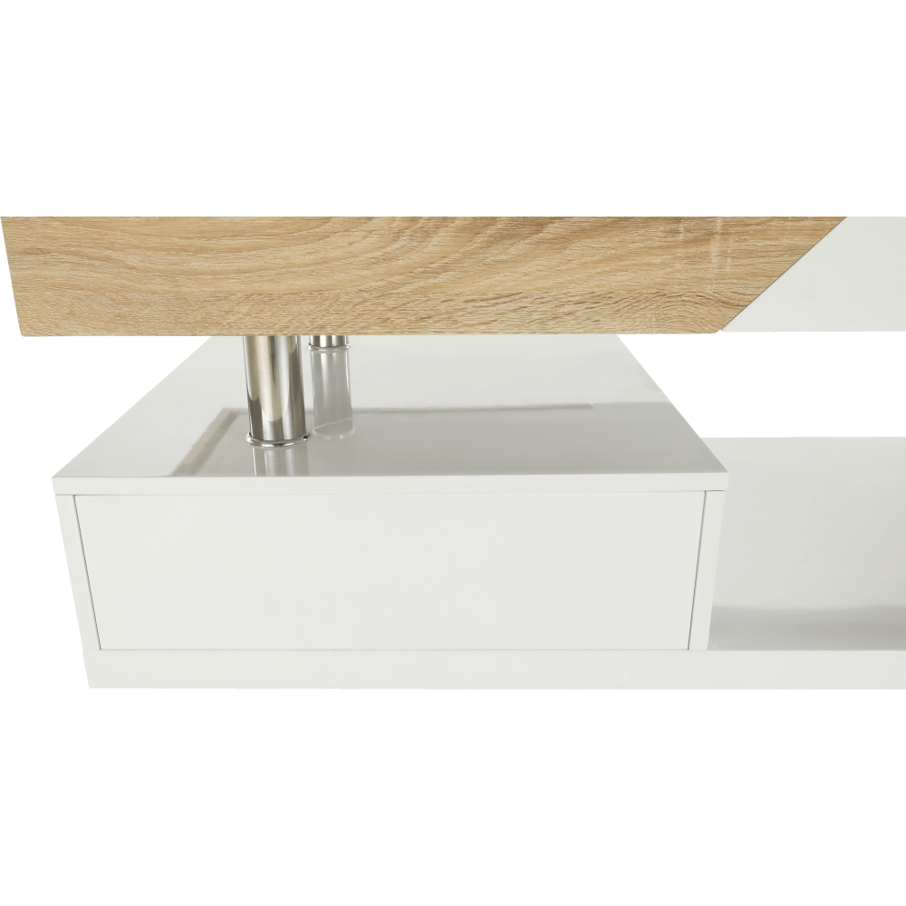 Masuta de cafea, alb extra lucios HG/stejar sonoma, MELIDA — imaginea 8