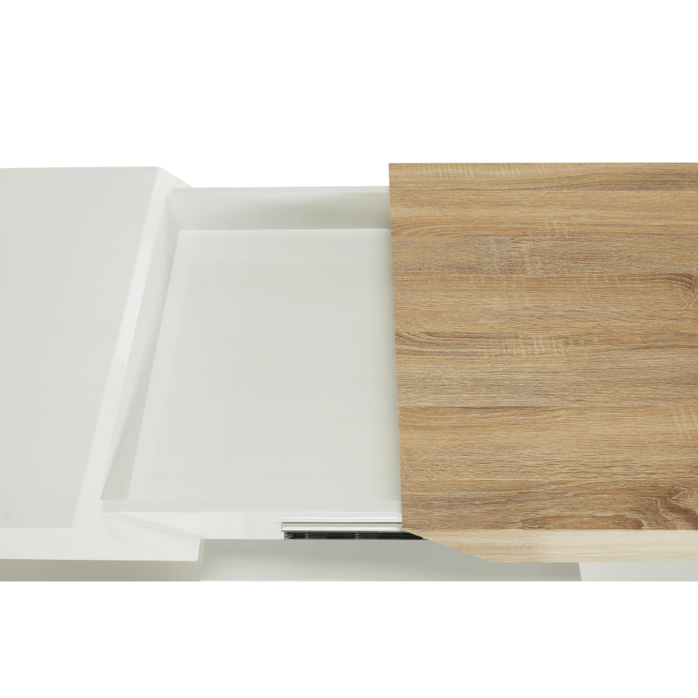 Masuta de cafea, alb extra lucios HG/stejar sonoma, MELIDA — imaginea 9