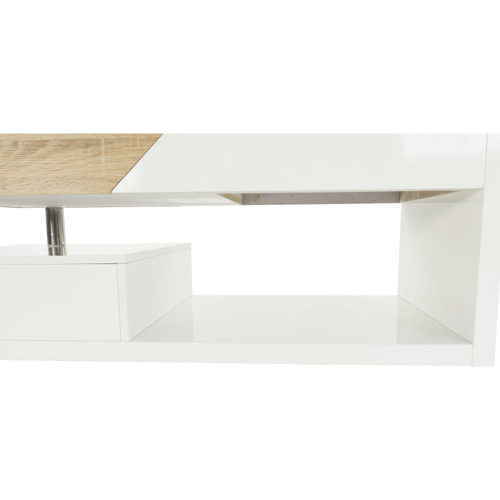Masuta de cafea, alb extra lucios HG/stejar sonoma, MELIDA — imaginea 11