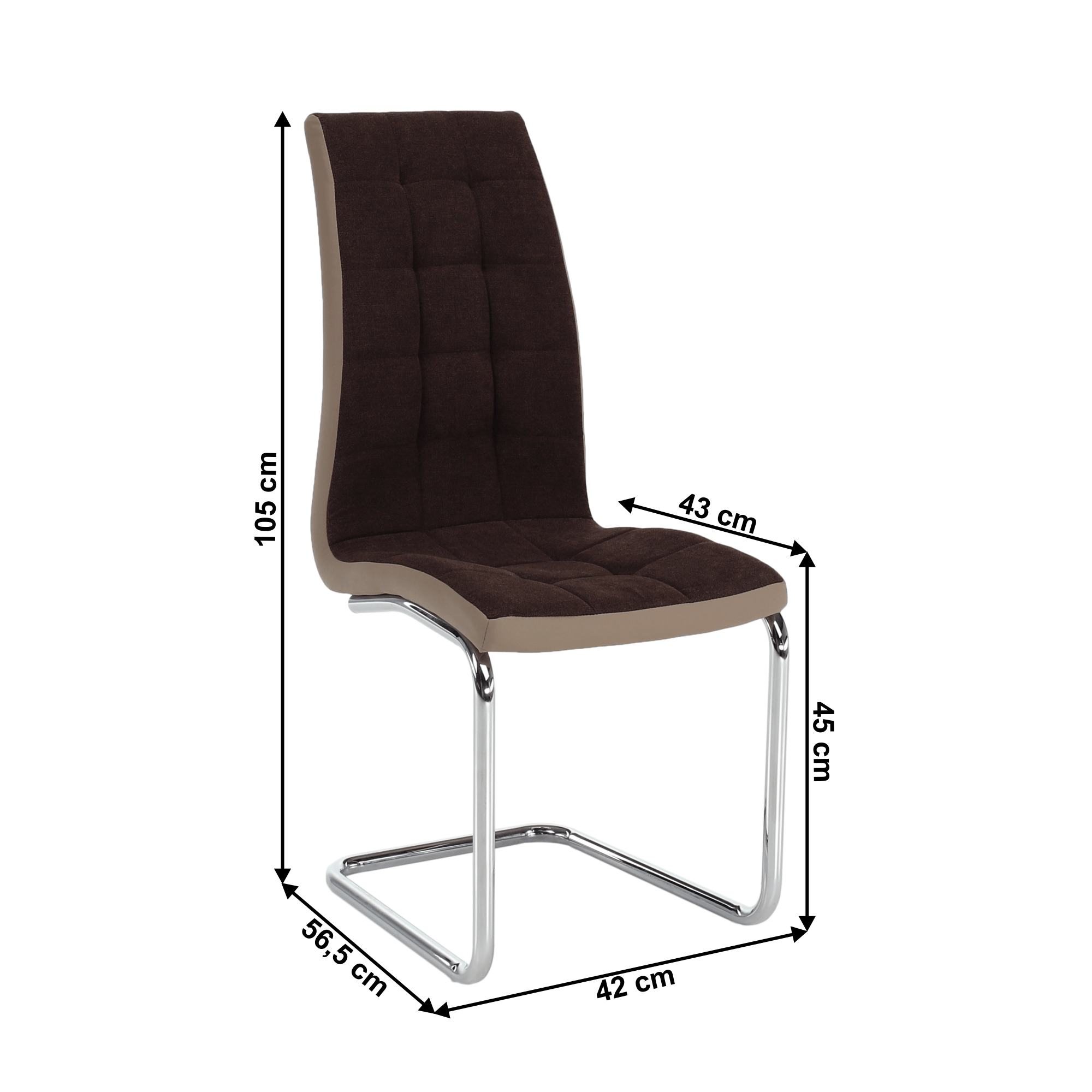 Scaun bucatarie, material textil maro/piele ecologica bej/crom, SALOMA NEW — imaginea 3