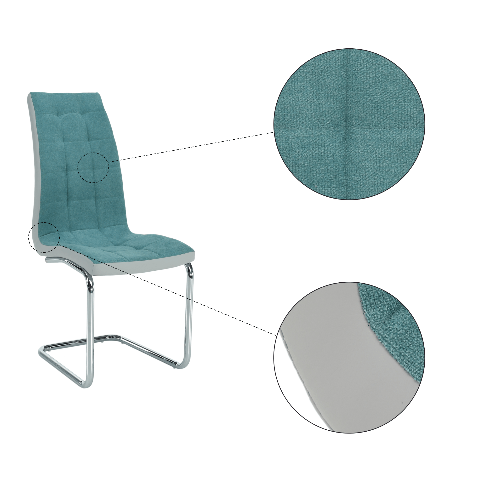 Scaun bucatarie, material textil mentol/piele ecologica gri/crom, SALOMA NEW — imaginea 5
