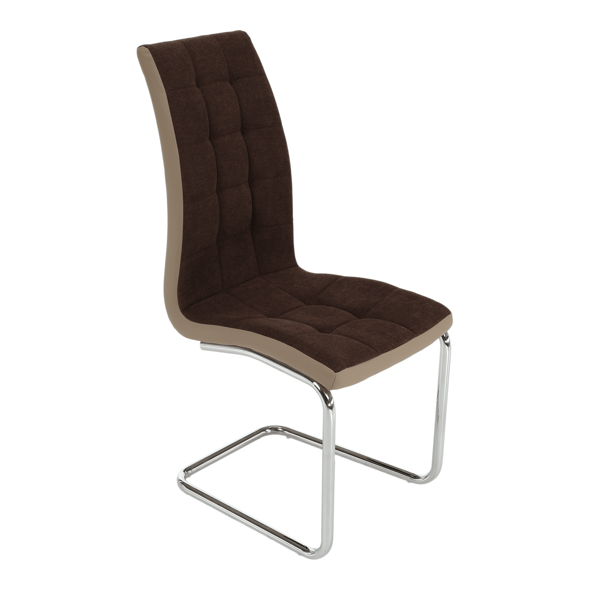 Scaun bucatarie, material textil maro/piele ecologica bej/crom, SALOMA NEW — imaginea 7