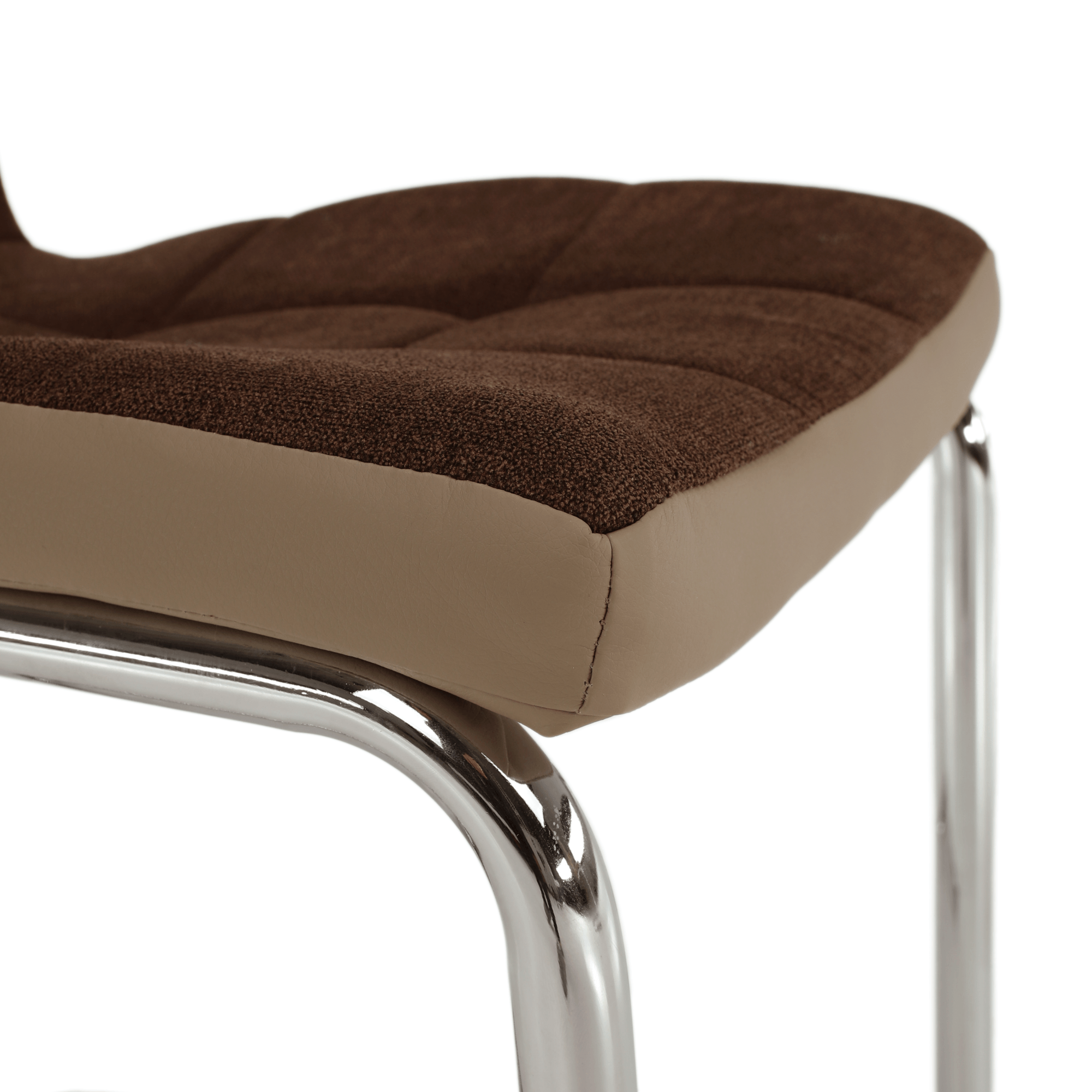 Scaun bucatarie, material textil maro/piele ecologica bej/crom, SALOMA NEW — imaginea 9