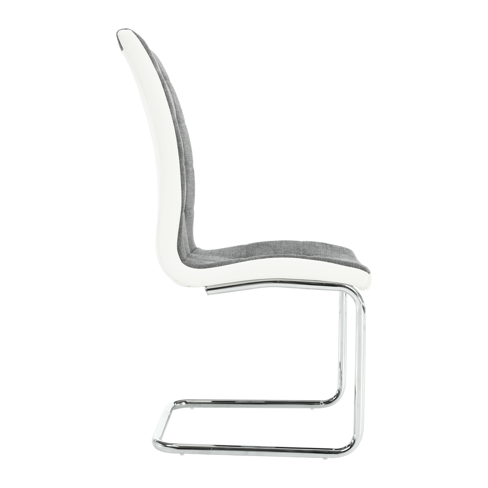 Scaun bucatarie, material textil gri inchis/piele ecologica alba/crom, SALOMA NEW — imaginea 8