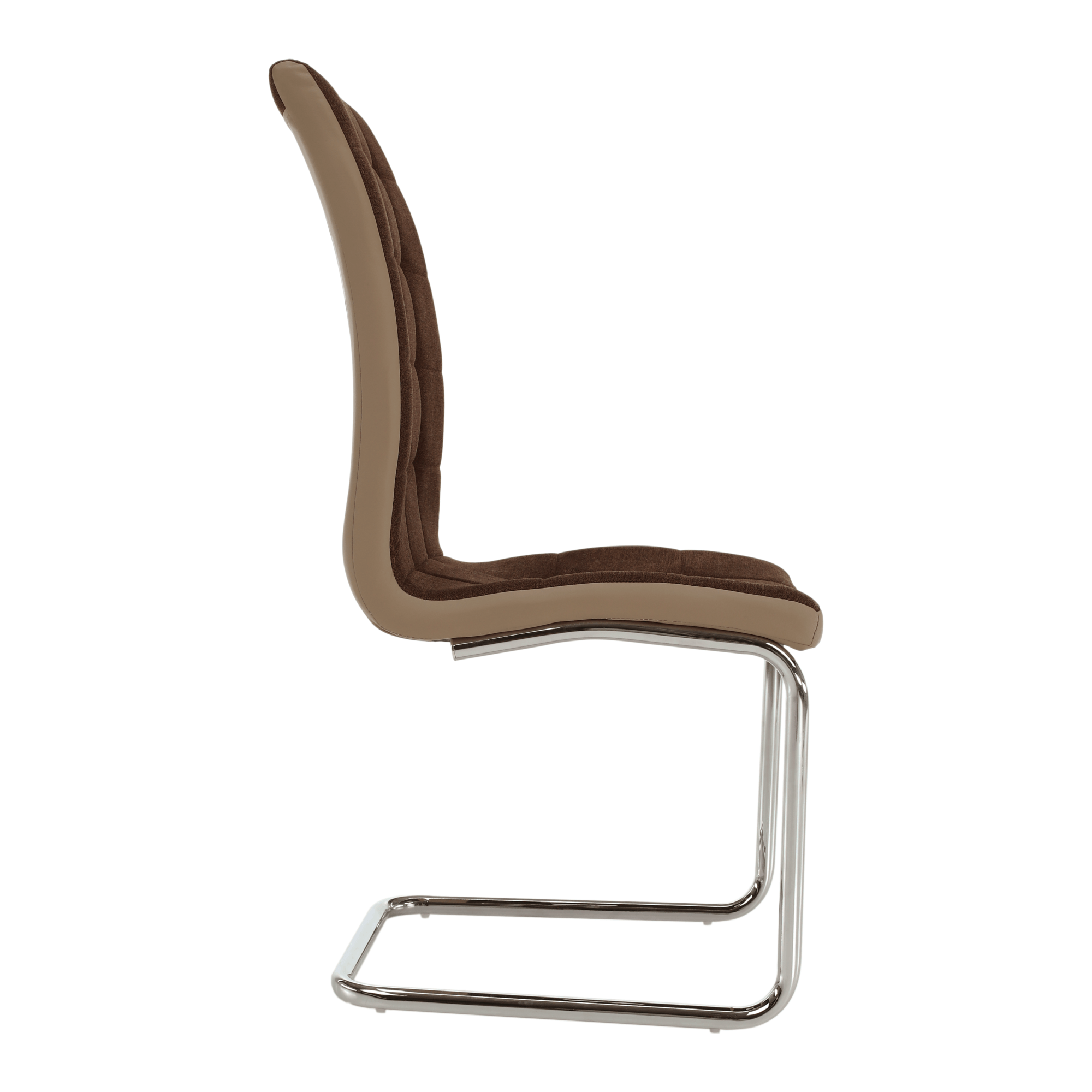 Scaun bucatarie, material textil maro/piele ecologica bej/crom, SALOMA NEW — imaginea 10