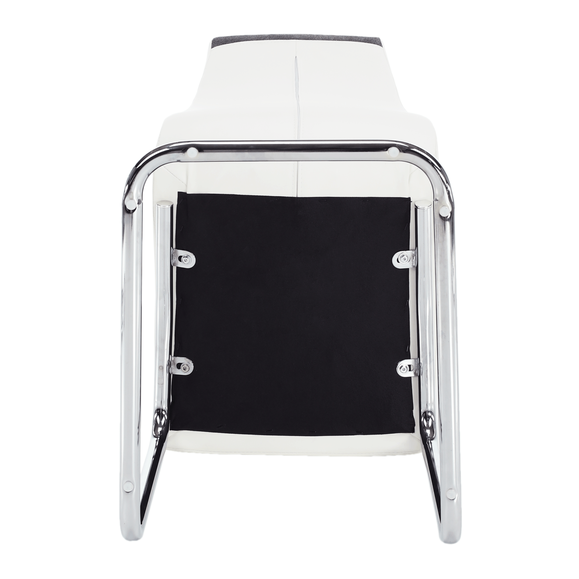 Scaun bucatarie, material textil gri inchis/piele ecologica alba/crom, SALOMA NEW — imaginea 10