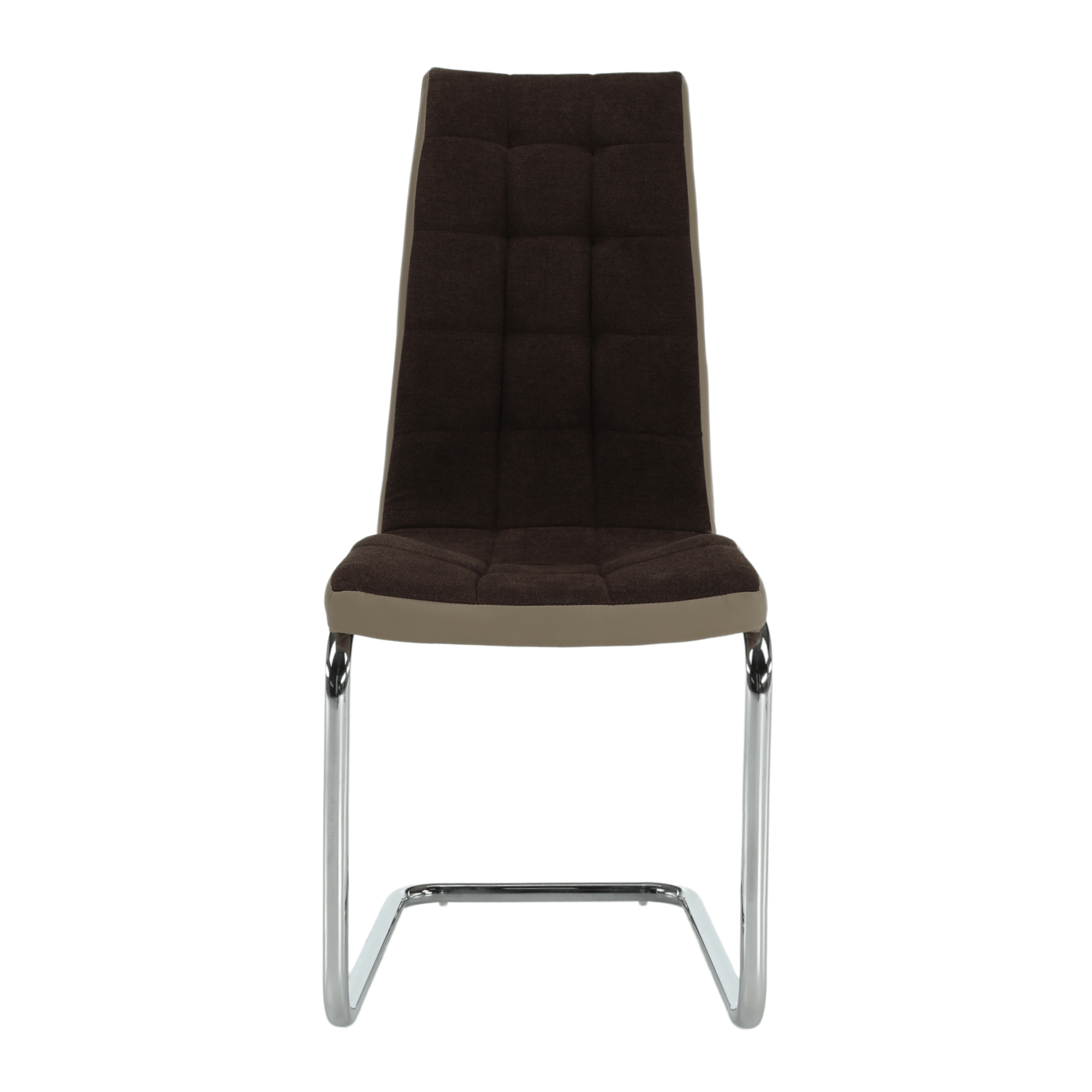 Scaun bucatarie, material textil maro/piele ecologica bej/crom, SALOMA NEW — imaginea 12