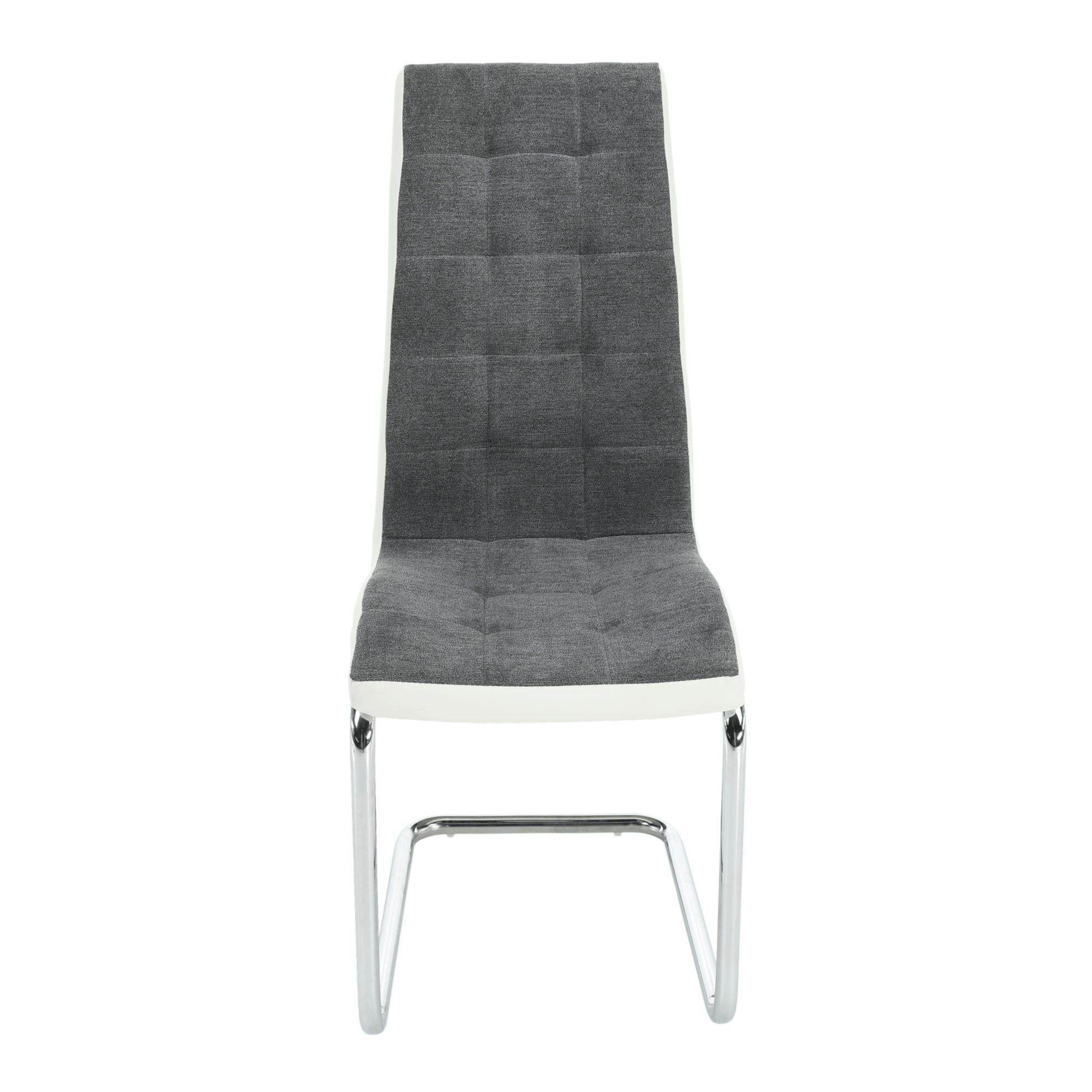 Scaun bucatarie, material textil gri inchis/piele ecologica alba/crom, SALOMA NEW — imaginea 12