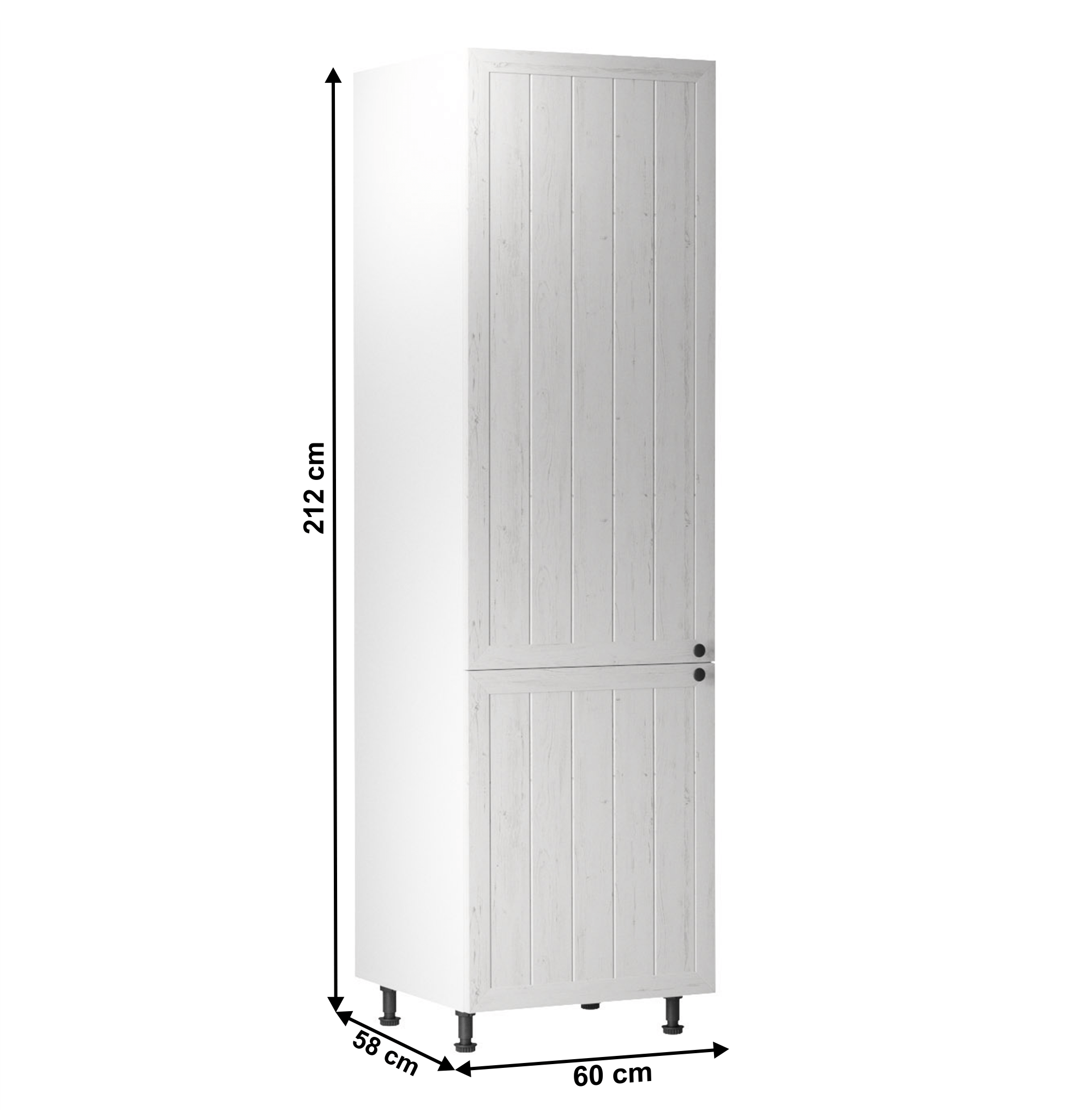 Dulap inferior pentru frigider incorporat D60ZL, model stanga, alb/pin Andersen, PROVENCE — imaginea 6