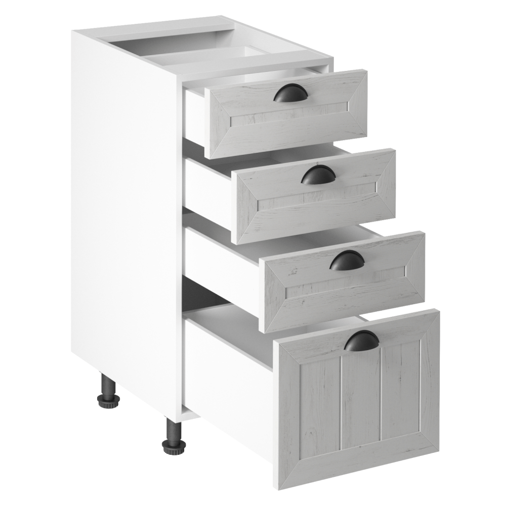 Dulapior inferior cu patru sertare D40S4, alb/pin Andersen, PROVENCE — imaginea 5