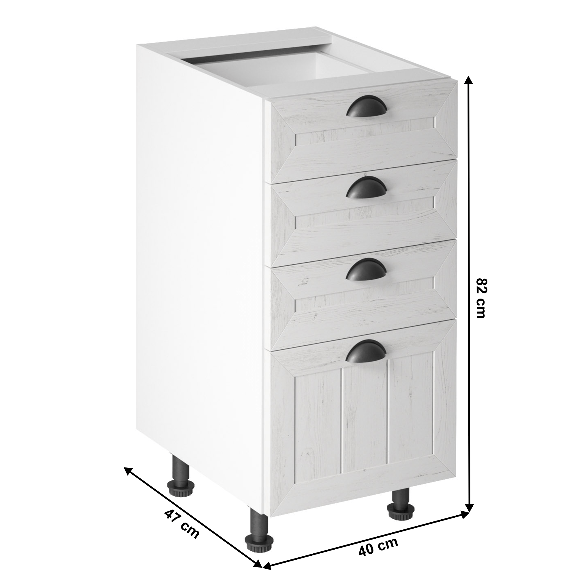 Dulapior inferior cu patru sertare D40S4, alb/pin Andersen, PROVENCE — imaginea 6