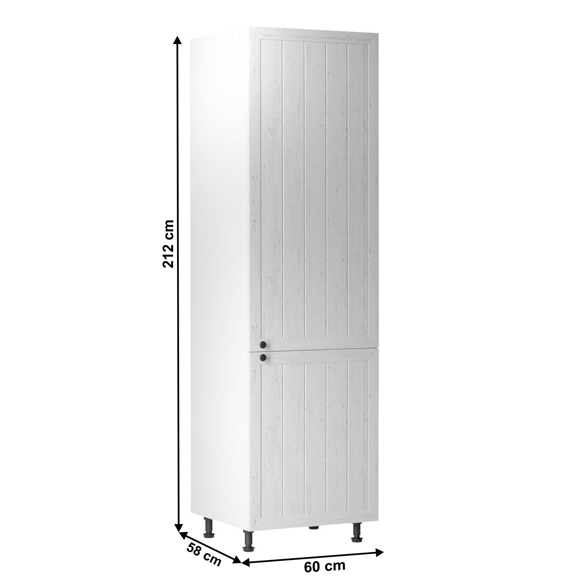 Dulap inferior pentru frigider incorporat D60ZL, model dreapta, alb/pin Andersen, PROVENCE — imaginea 6