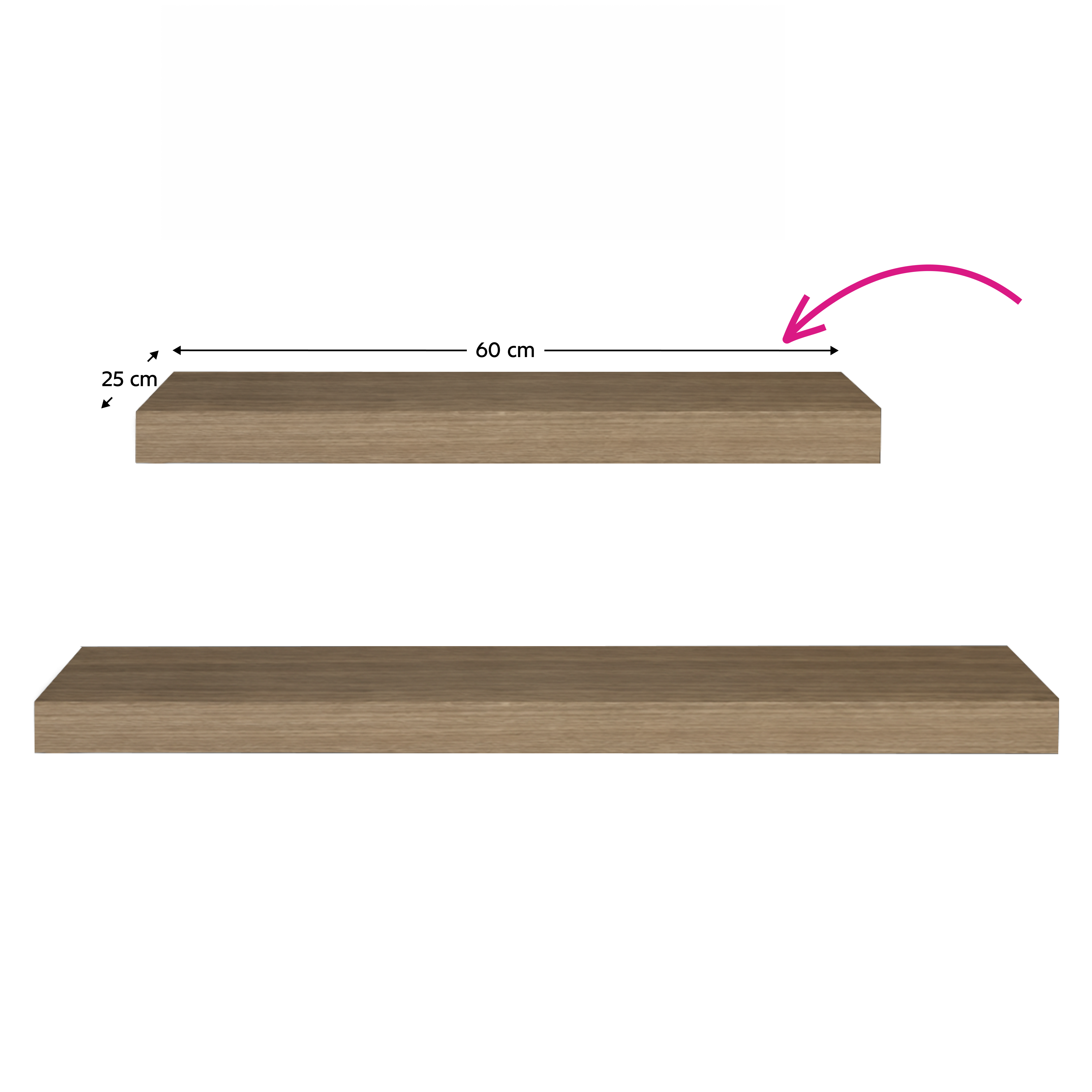 Polita 60x25 din MDF, stejar trufa, GANA FY 11044-3 — imaginea 4