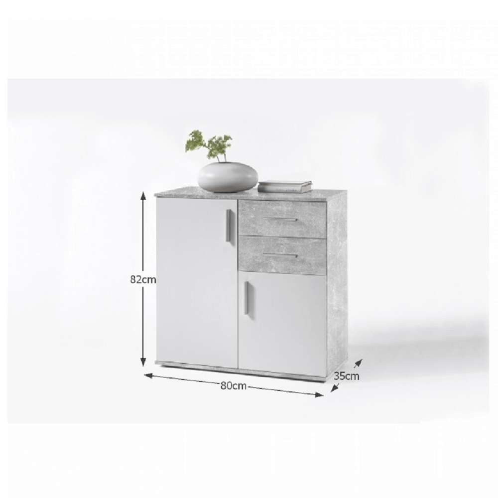 Comoda, alb/ciment, POPPY 4 — imaginea 2