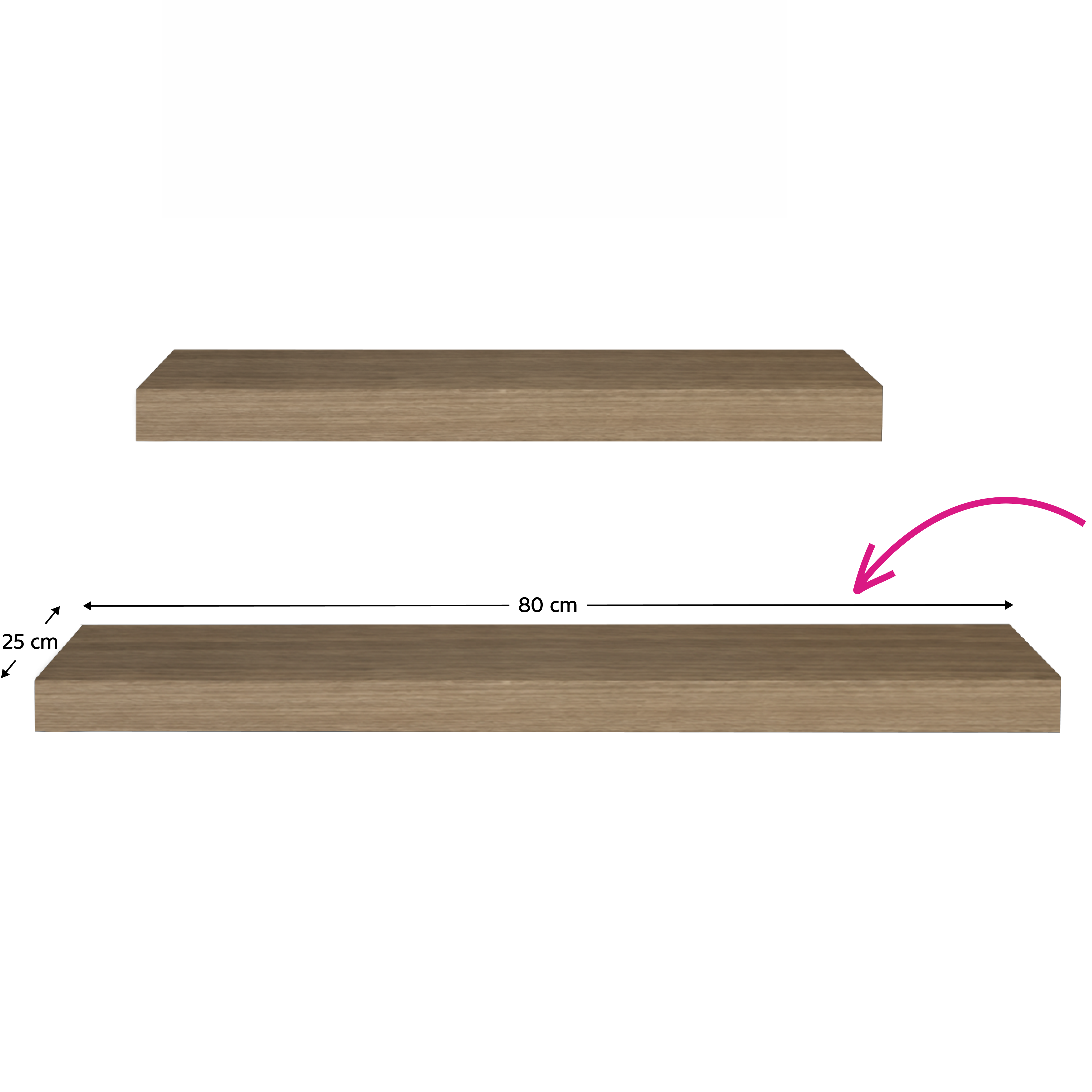 Polita 80x25 din MDF, stejar trufa, GANA FY 11044-4 — imaginea 4