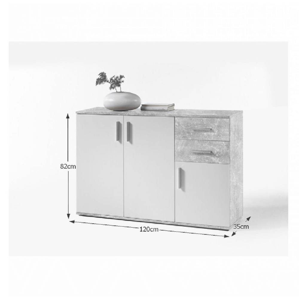 Comoda, alb/ciment, POPPY 2 — imaginea 2