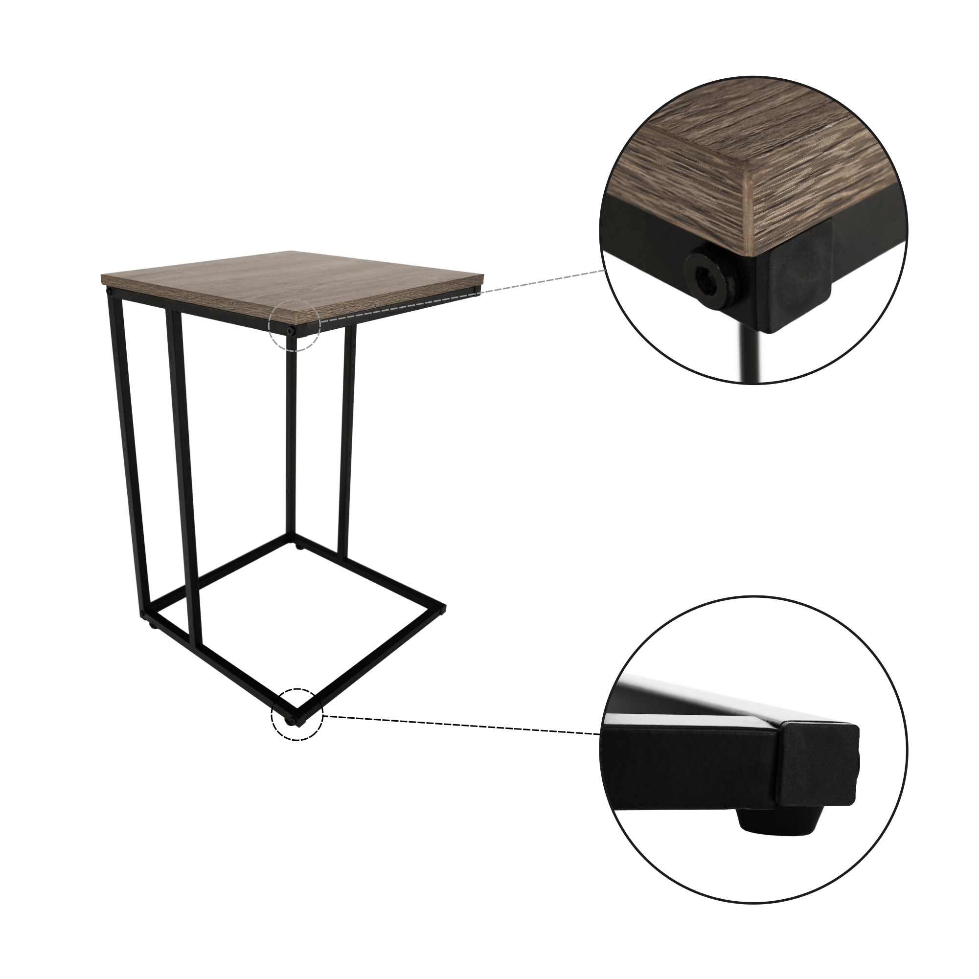 Masuta portabila, stejar/negru, KALA — imaginea 3