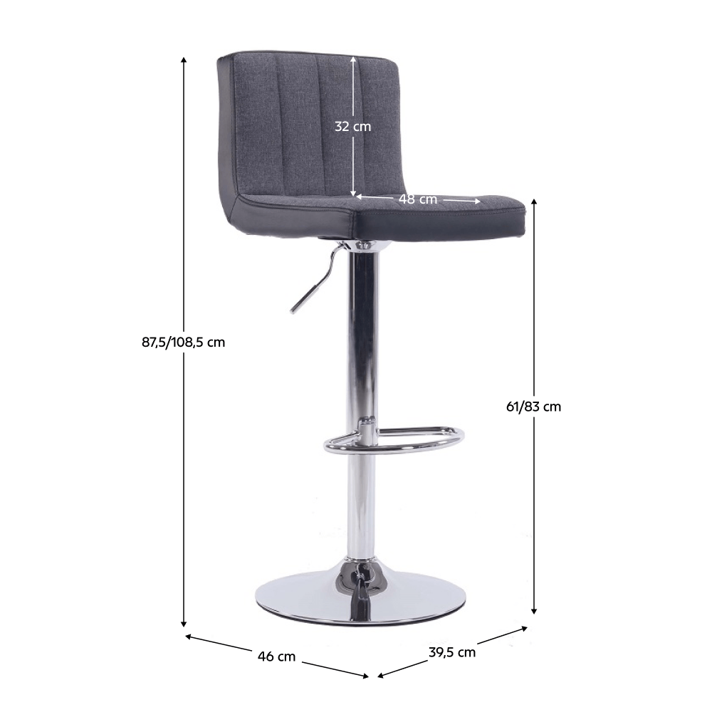 Scaun bar, gri/negru, HILDA — imaginea 2