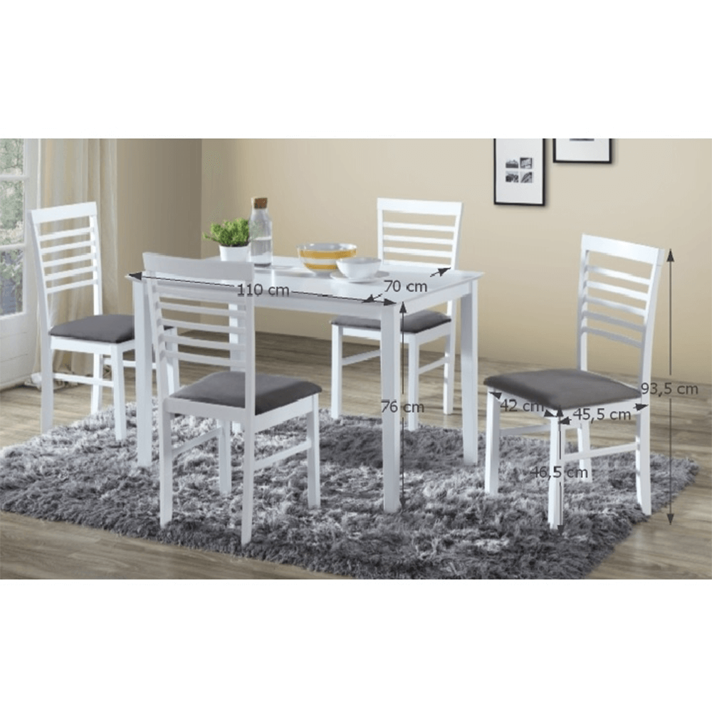 Set de bucatarie, MDF alb/textil gri, BRISBO 1+4 — imaginea 2