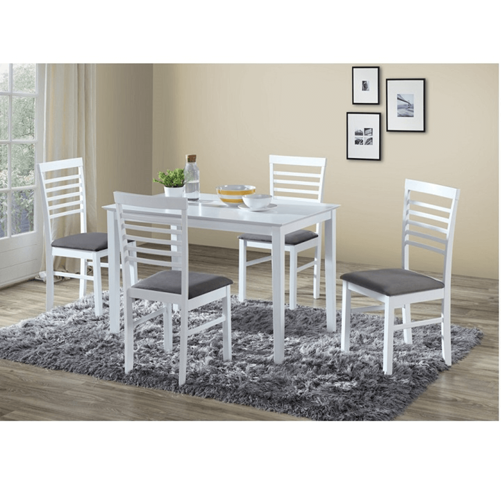 Set de bucatarie, MDF alb/textil gri, BRISBO 1+4 — imaginea 3