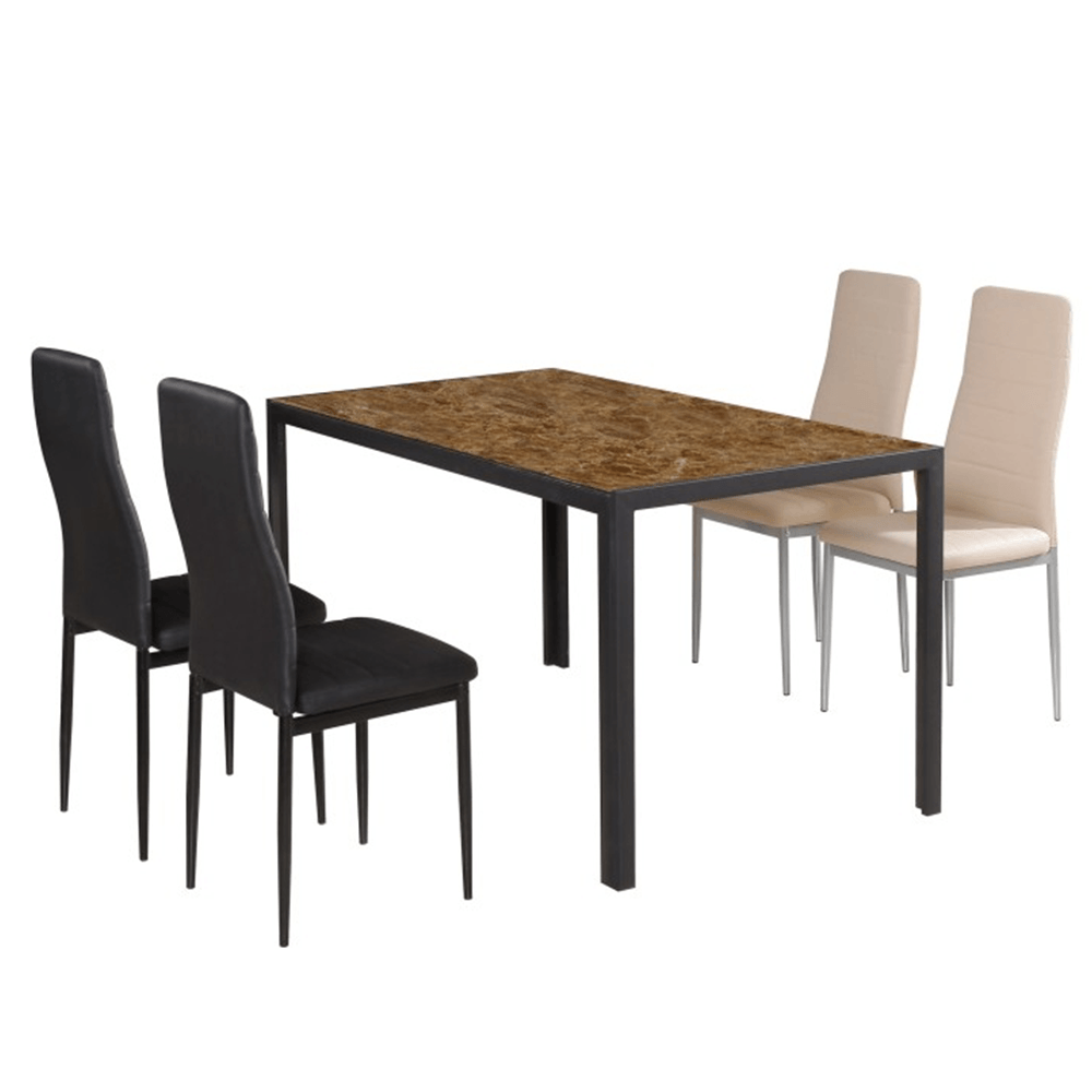 Scaune, piele ecologica caramel/metal gri, COLETA NOVA — imaginea 2