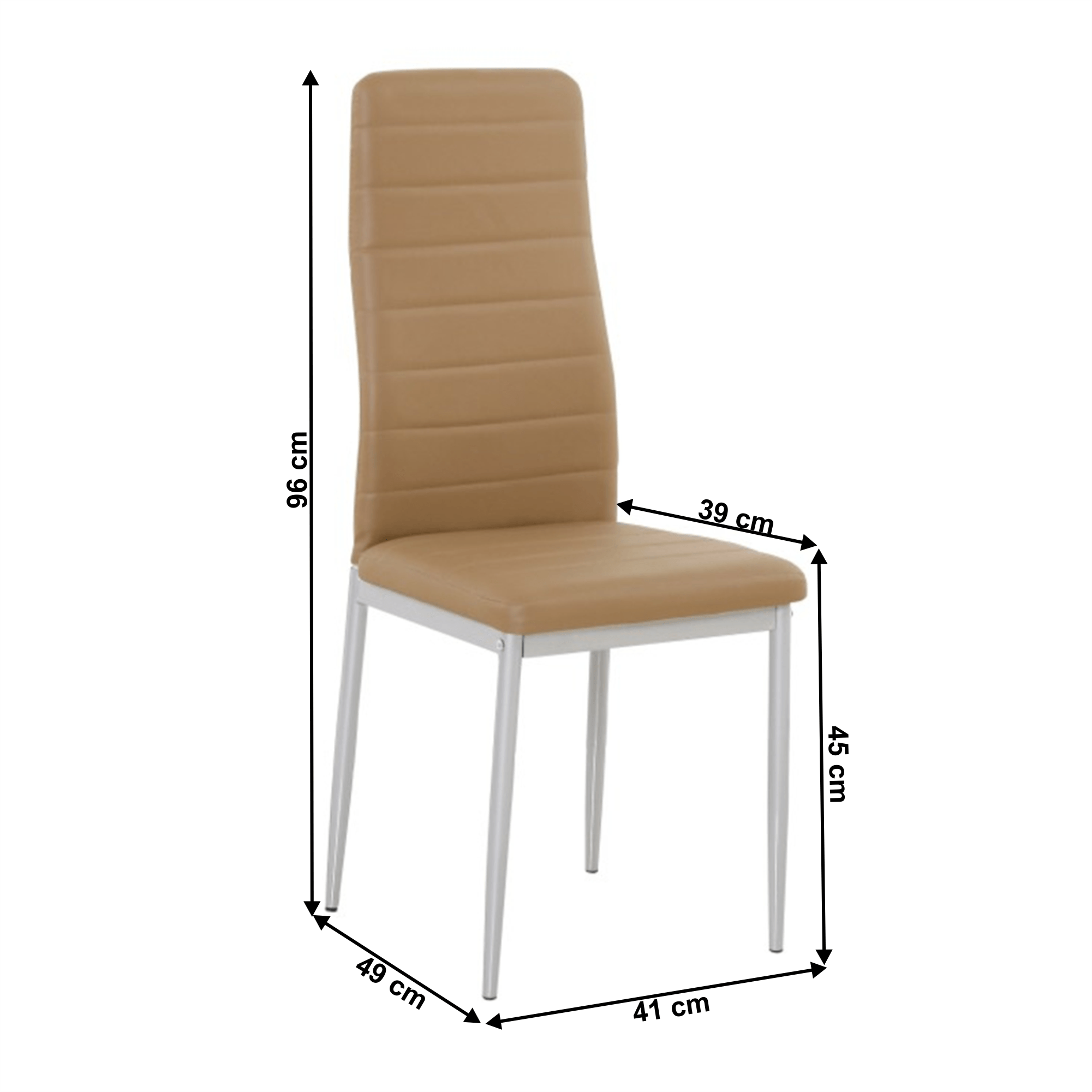 Scaune, piele ecologica caramel/metal gri, COLETA NOVA — imaginea 3