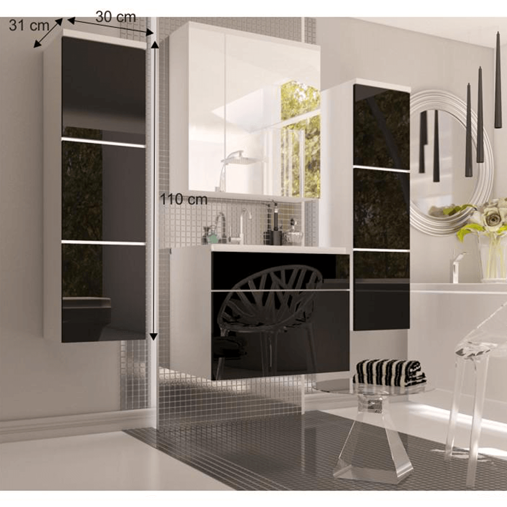 Dulap inalt, alb/negru HG, MASON BL 11 — imaginea 3