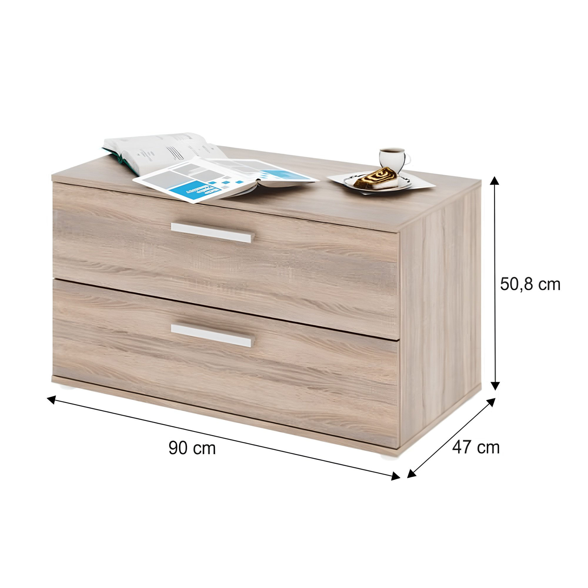 Dulap mic cu 2 sertare, PAL melaminat, stejar sonoma, DUNAJ TYP 8 — imaginea 2
