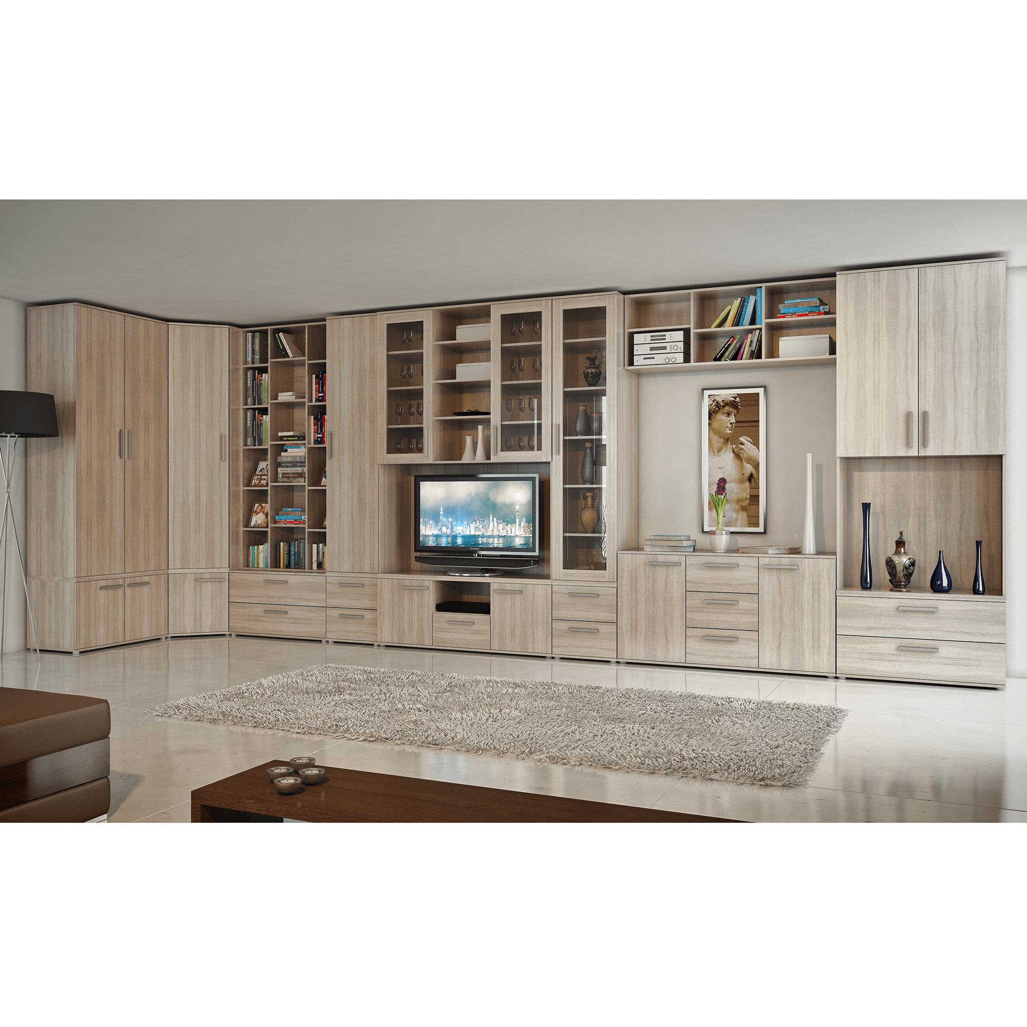Dulap pentru TV, DTD laminat, stejar sonoma, DUNAJ TIPUL5 — imaginea 5