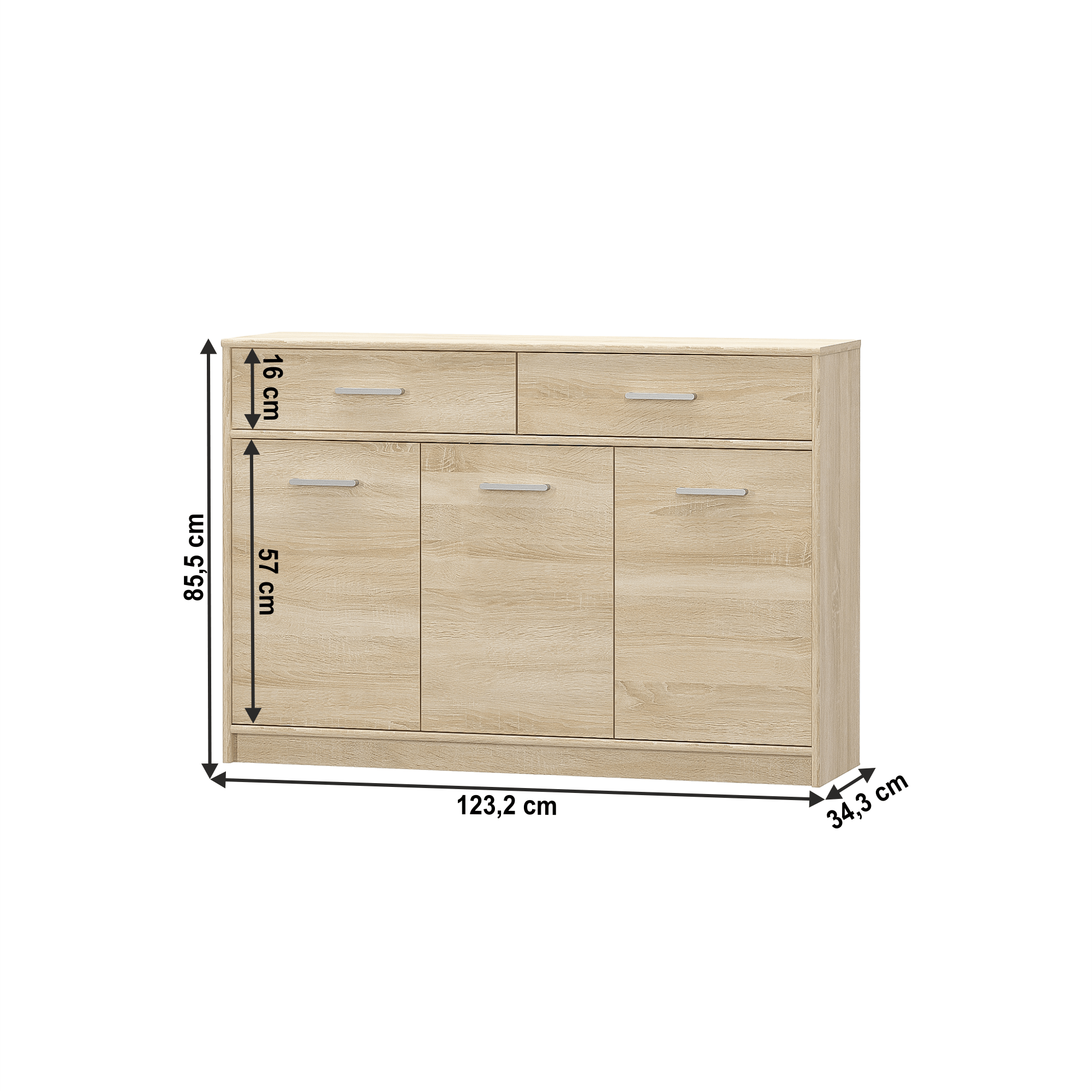 comoda 3D2S, stejar sonoma, TEYO — imaginea 3