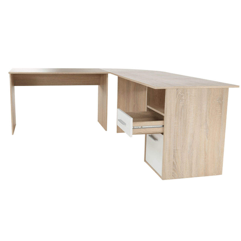 Masa PC de colt, stejar sonoma/alba, MAURUS NEW MA11 — imaginea 3