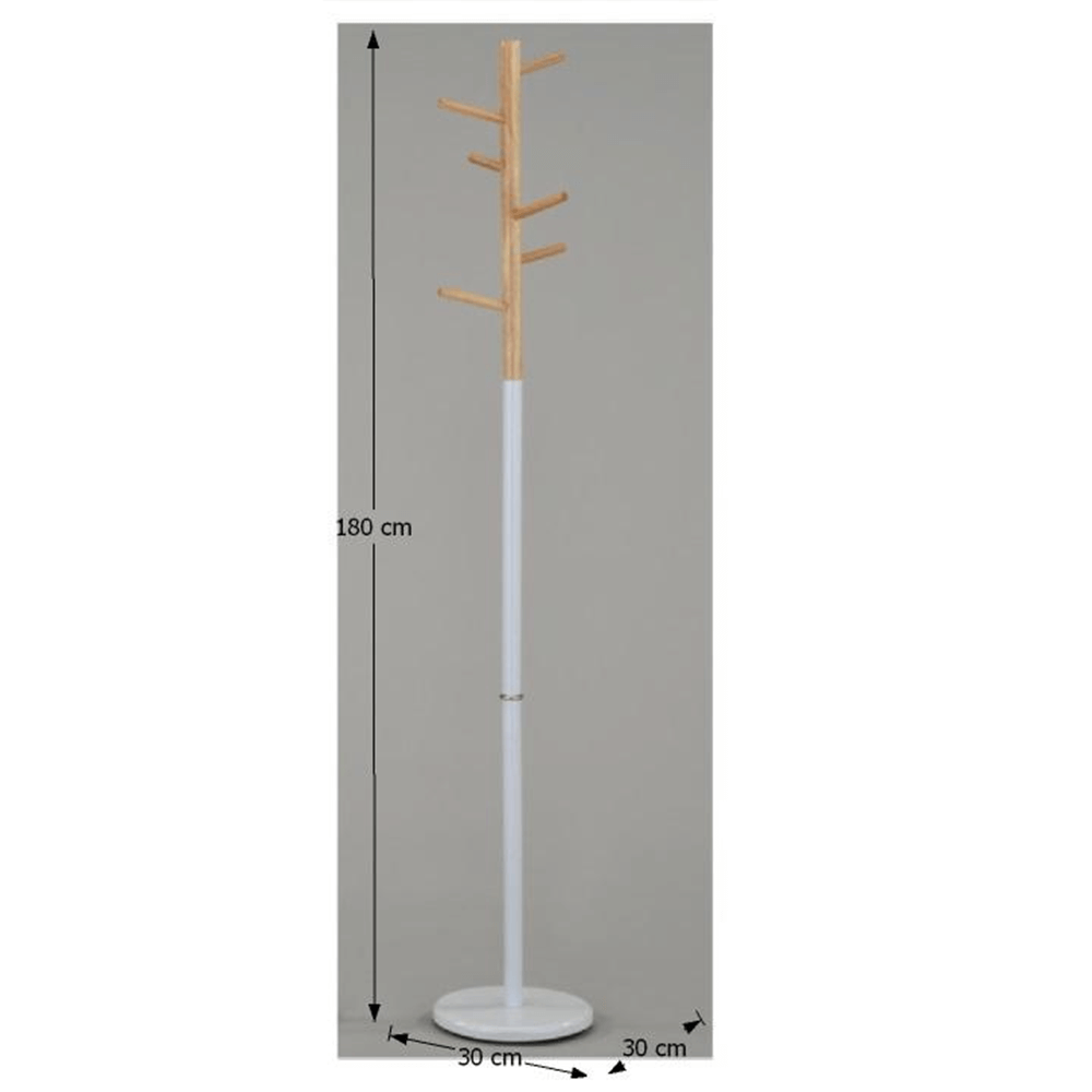 Cuier, lemn natural/metal alb, HORST — imaginea 2