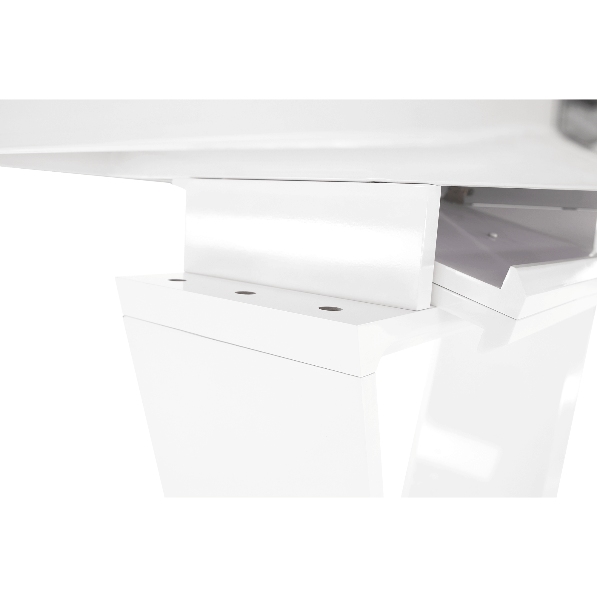 Masa dining, pliabila, alb luciu extra ridicat / otel, 160-220x90 cm, PERAK — imaginea 6