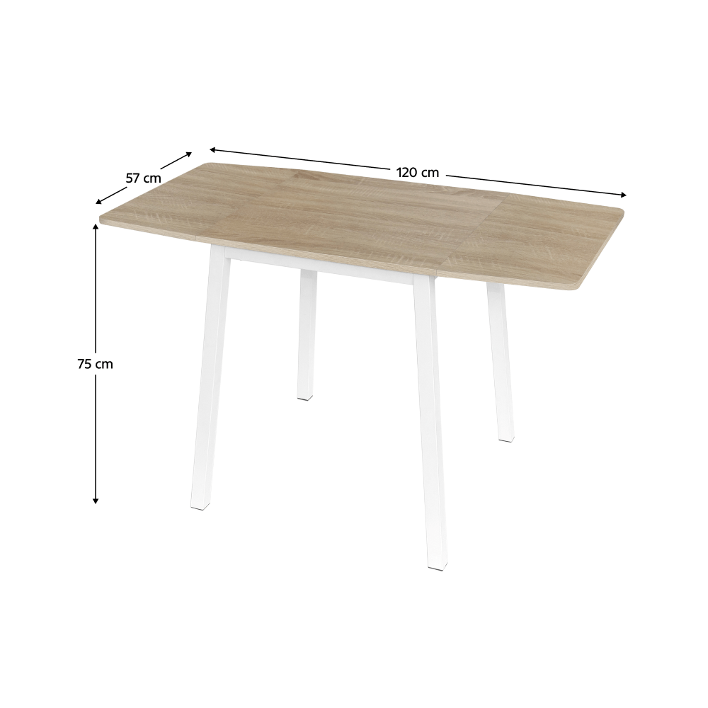 Masa dining, MDF folie/metal, stejar sonoma/alb, 60-120x60 cm, MAURO — imaginea 3