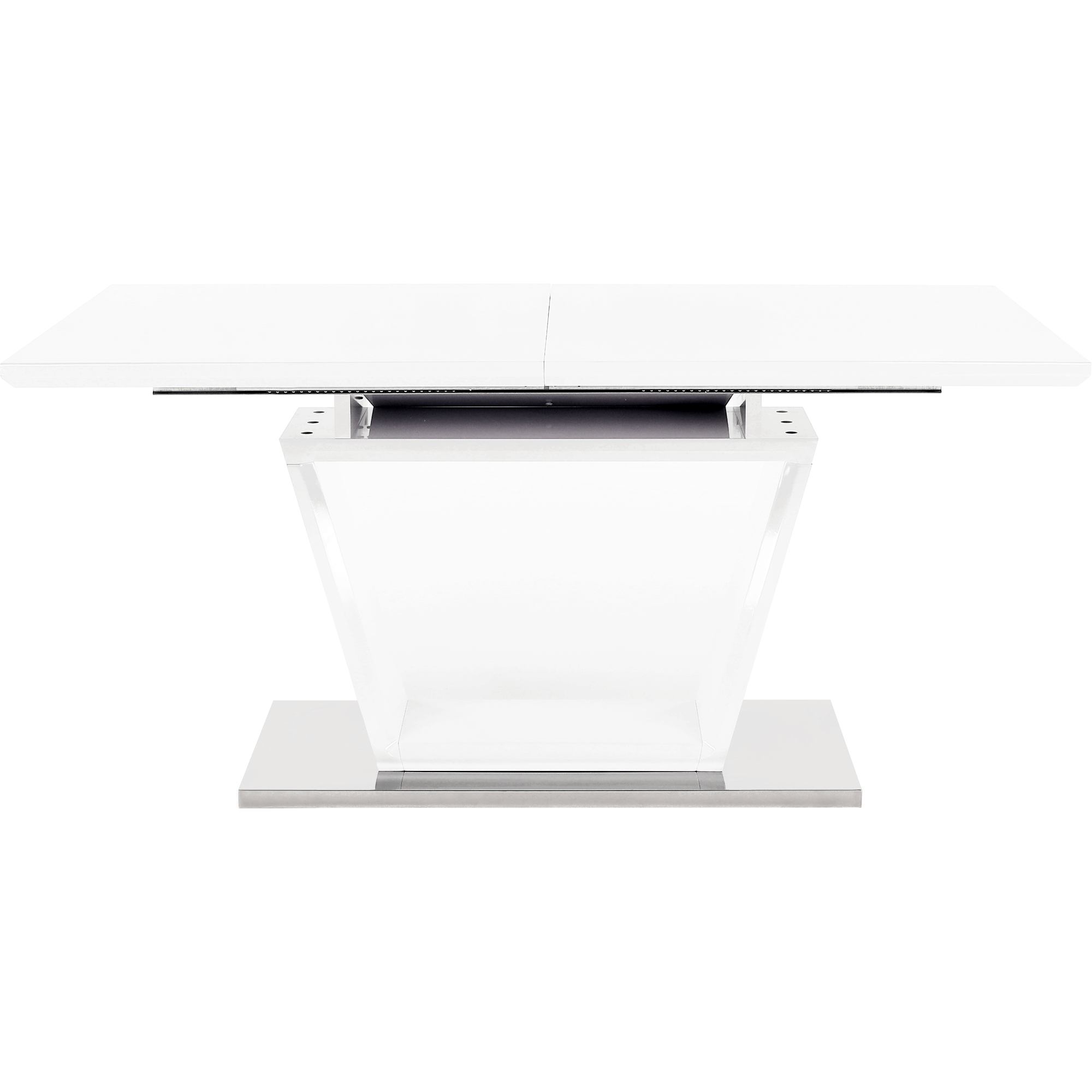 Masa dining, pliabila, alb luciu extra ridicat / otel, 160-220x90 cm, PERAK — imaginea 9