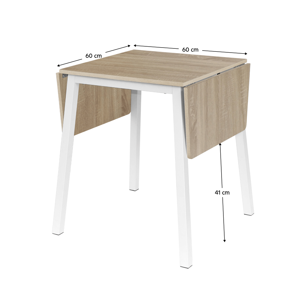 Masa dining, MDF folie/metal, stejar sonoma/alb, 60-120x60 cm, MAURO — imaginea 4
