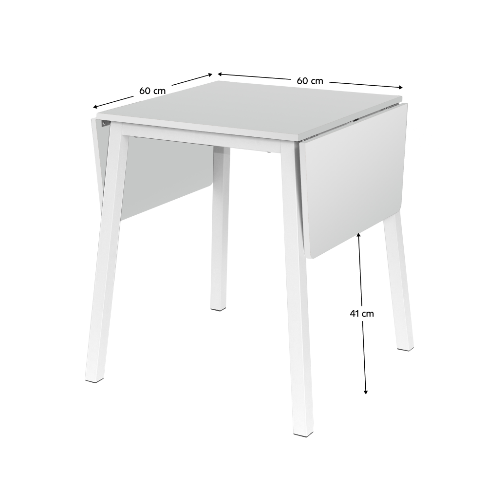 Masa dining, MDF folie/metal, alb, 60-120x60 cm, MAURO — imaginea 4