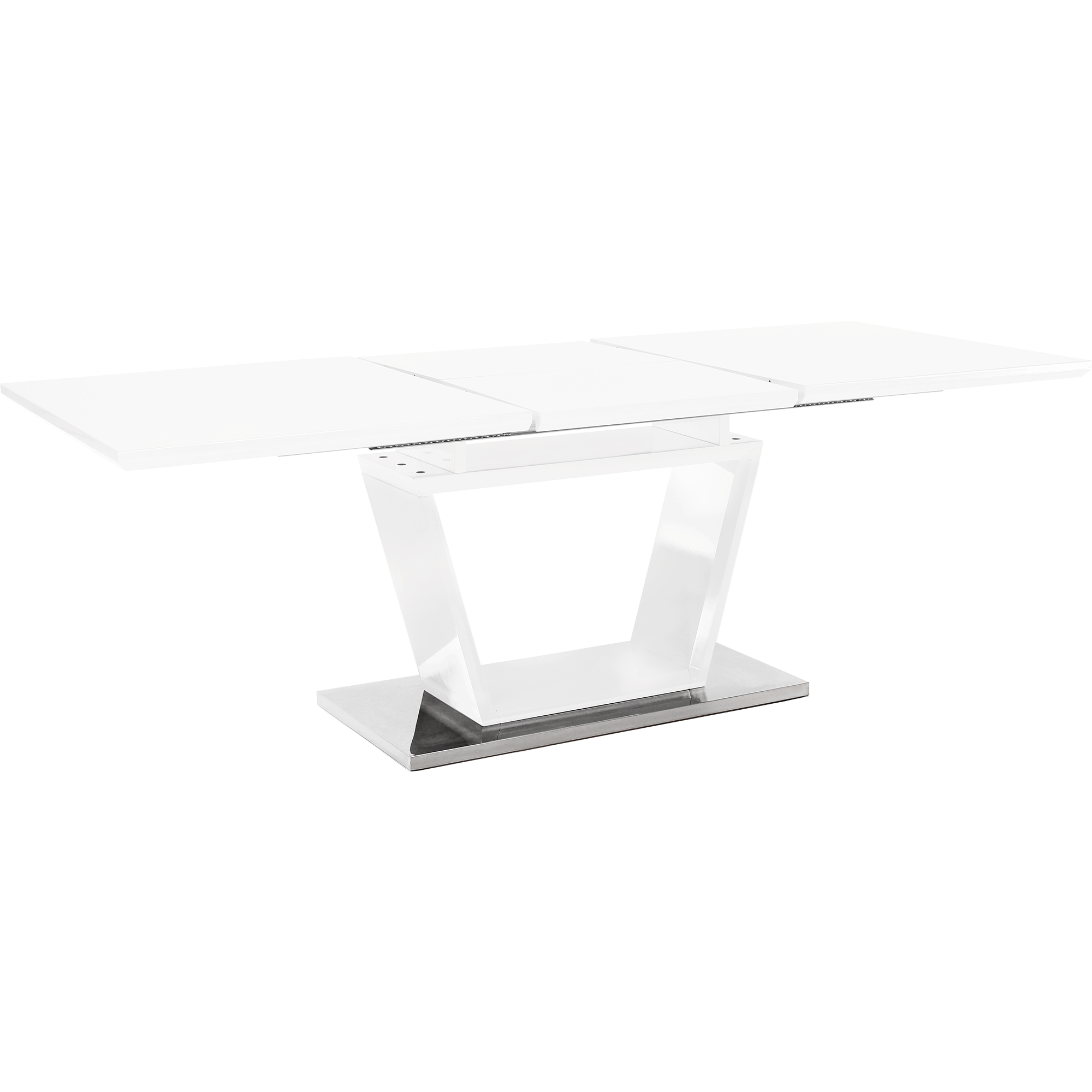 Masa dining, pliabila, alb luciu extra ridicat / otel, 160-220x90 cm, PERAK — imaginea 12