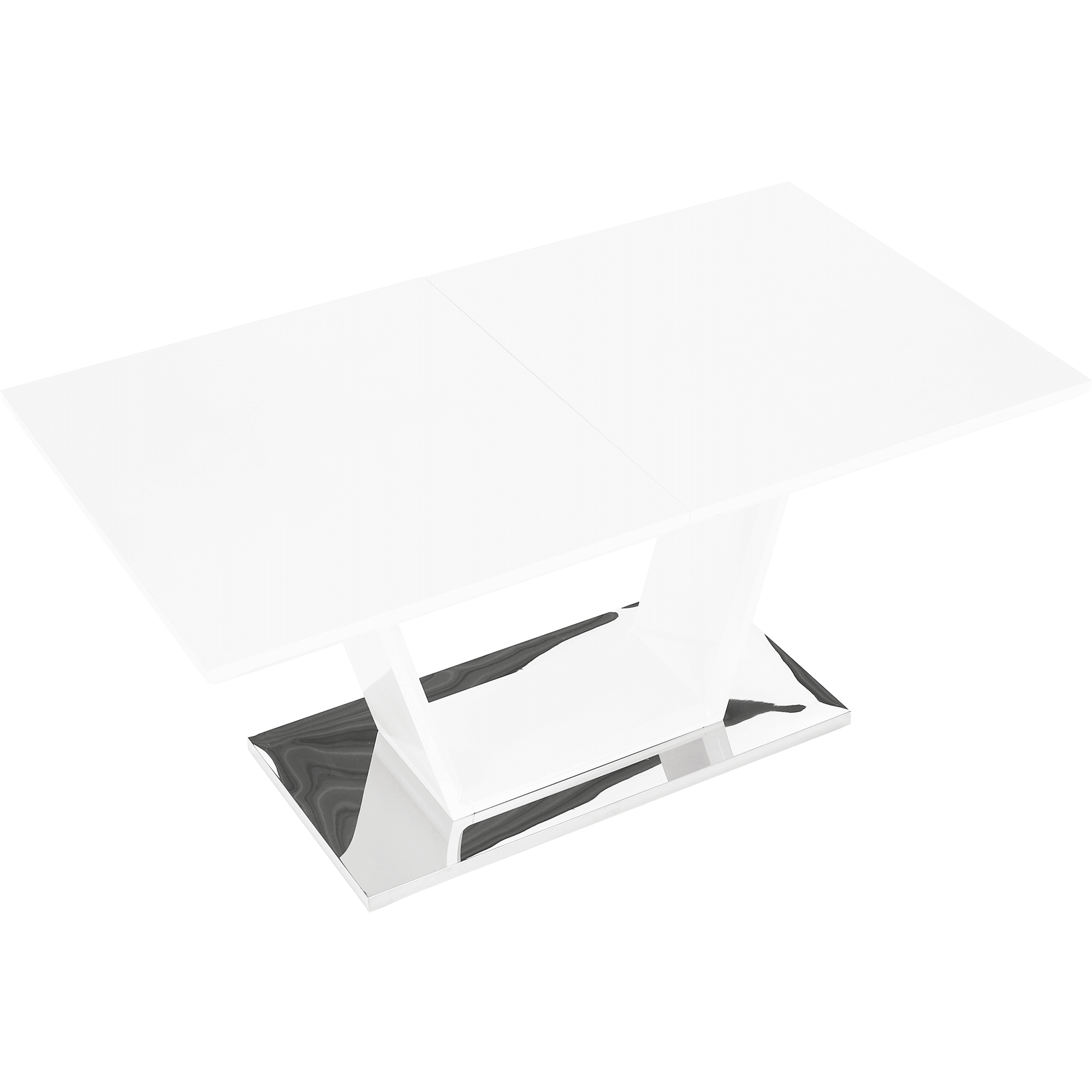 Masa dining, pliabila, alb luciu extra ridicat / otel, 160-220x90 cm, PERAK — imaginea 13