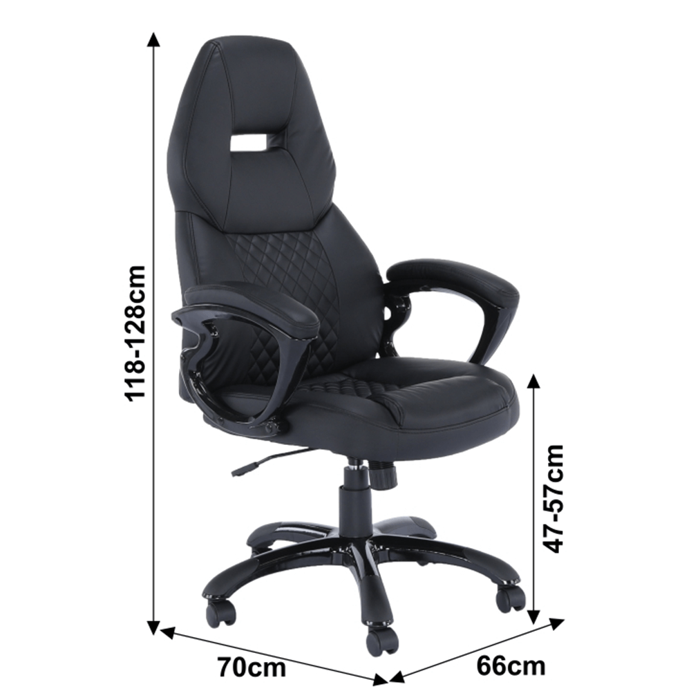 Fotoliu birou, piele eco neagra, HEVYR — imaginea 9